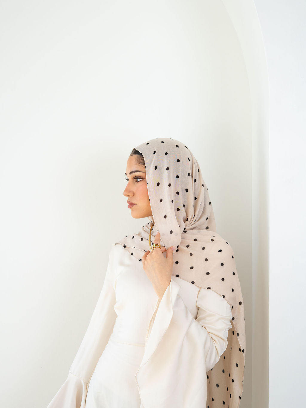 Cream polka dot