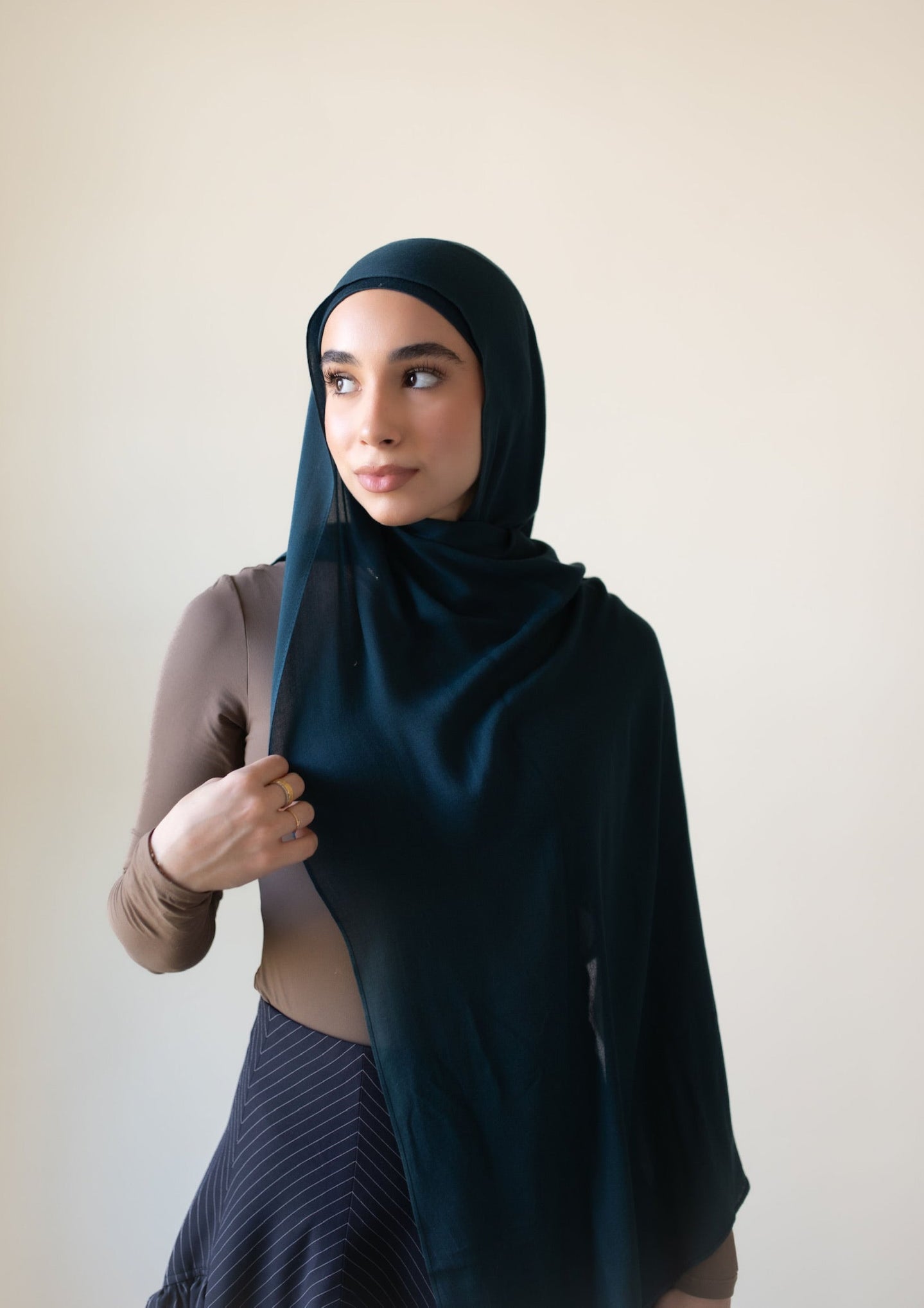 Dark Teal Modal Hijab Set